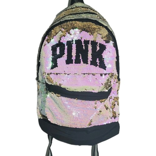 Victoria’s Secret Rucksack VS Bling PINK WEISS GOLD Pailletten Büchertasche - Bild 1 von 8
