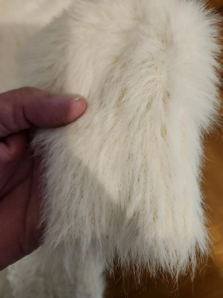 Banana Republic Women's Faux Fur Sweater Ivory Nylon Cotton Blend Plush, Furry!! - Image 2 of 4