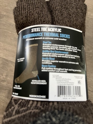 Dickies Steel Toe Crew 3 Pairs Thermal Acrylic Socks Size 6-12 New - Afbeelding 6 van 6