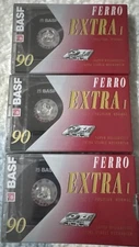 BASF Ferro Extra I Normal Bias 90 min Blank Audio Cassette Tapes Pack Of 3 New