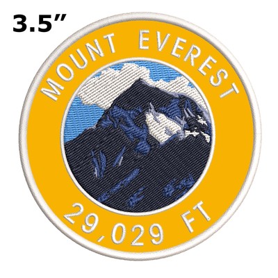 Mount Everest 29,029ft Patch Embroidered Iron-On Applique Hiking Badge Adventure