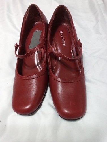 Naturalizer Red Leather Wedge Mary Jane Loafers Women's US Size 8 M - Picture 3 of 11
