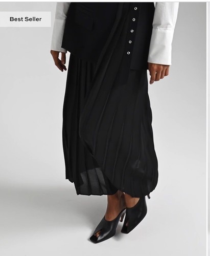CUE Recycled Crepe PLeated Midi Wrap Skirt Black 10 Back Instore NWT RRP$349 - Picture 21 of 23