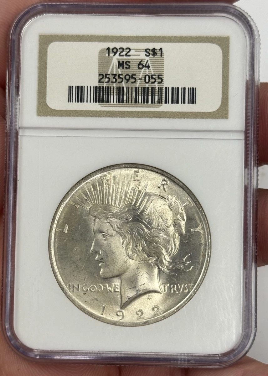 Silver MS 64 Graded 1922 Year Peace Dollars (1921-1935) for sale