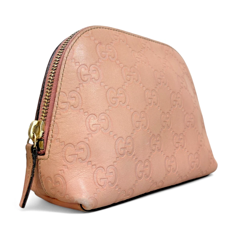 GUCCI GG Lona Guccissima Bolso Cuero Rosa 141810 USADO Italia Auténtico Foto 4 de 4