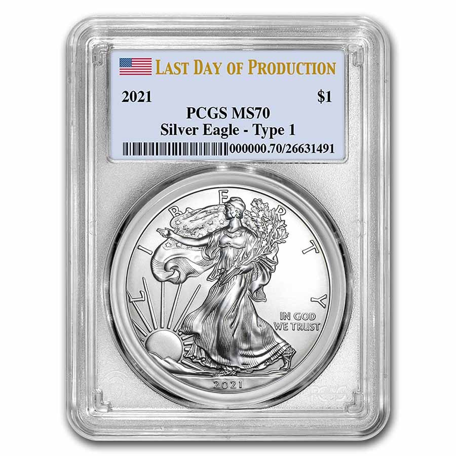 イーグル銀貨 トランプ大統領 2021 PCGS MS70 Type1 FS 2021 Silver Eagle (Type 1) MS-70 PCGS (Last Day of