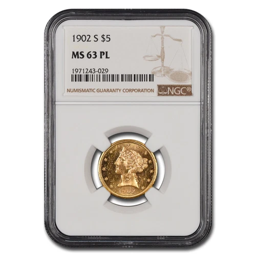 1902-S $5 Liberty Gold Half Eagle MS-63 NGC (PL)