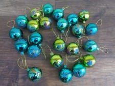 Shatterproof Plastic Glittered Christmas Tree Ornaments - Lot of 23