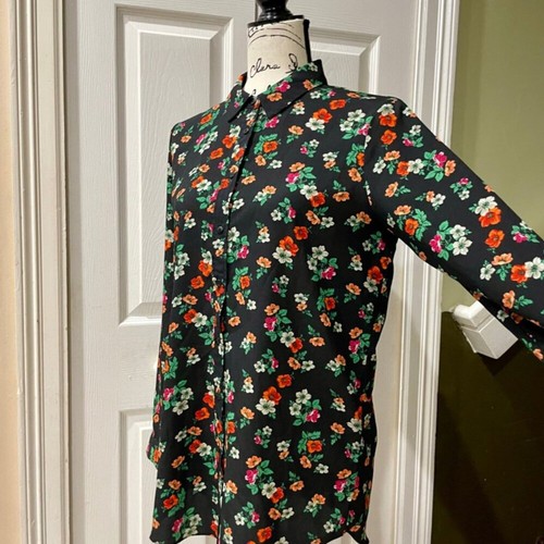 PHILOSOPHY BLOUSE LONG SLEEVE BLACK FLORAL SZ S PREPPY BOHO CHIC AESTHETIC - Picture 8 of 12