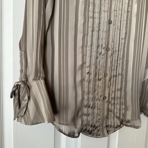 New $88 Banana Republic Semi Sheer Striped Taupe Blouse with Cami Small - Picture 5 of 14