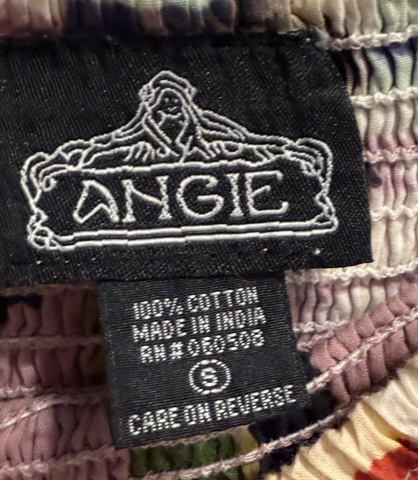 Falda Campesina Angie Pequeña Multicolor Algodón con Pliegues Encaje Cintura Reunida  Foto 3 de 4