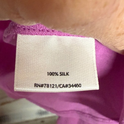 Eileen Fisher Stretch Seide Jersey U-Ausschnitt Top Large rosa/lila - Bild 5 von 5