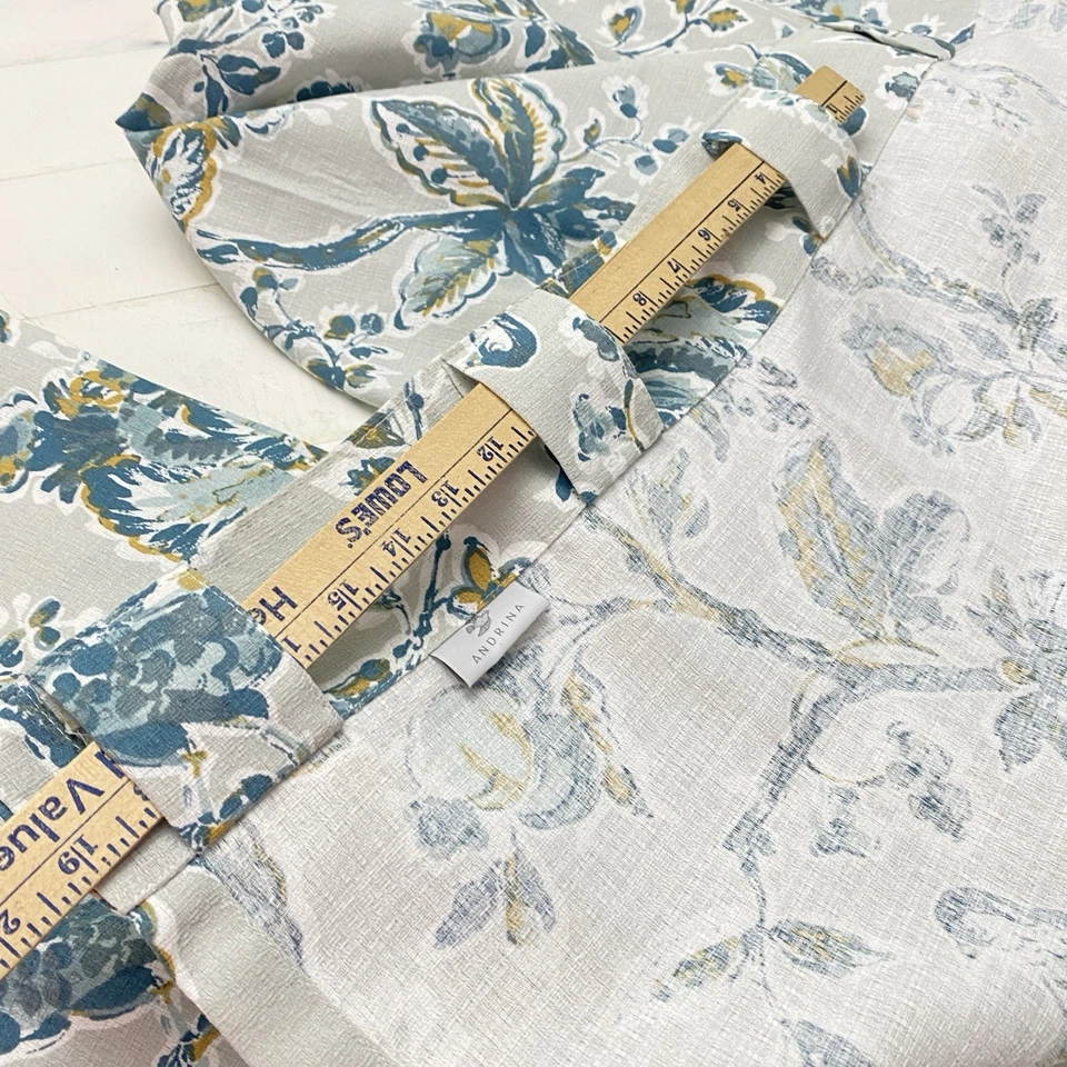 Envogue Home Andrina Mustard Teal Floral Birds Damask Botanical Curtain Panels - Image 4 of 4