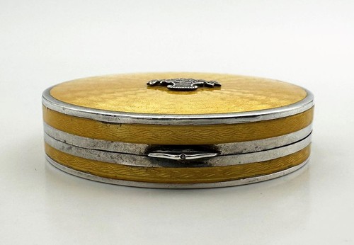 KOMPAKTES STERLINGSILBER UND GUILLOCHIERTE EMAILLE LONDON IMPORT 1927 COHEN & CHARLES - Bild 3 von 12