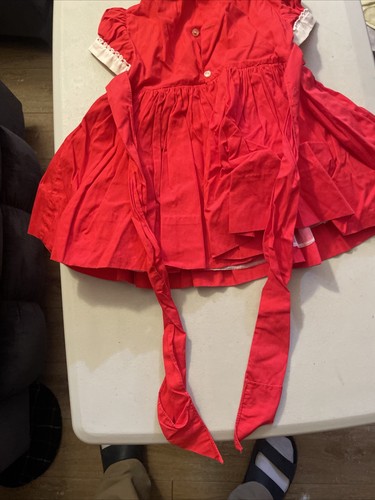 Vestido De Colección Calado a Mano Polly Flinders Infantil Niña Rojo Vacaciones Navidad 3T - Imagen 8 de 9