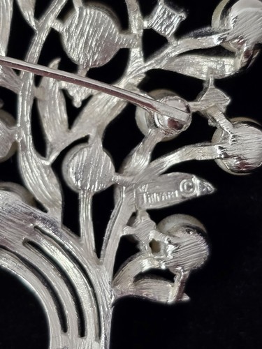 Vintage Krone Trifari Lebensbaum Brosche Splitter Stadt Kunstperlen und Strass - Bild 5 von 9