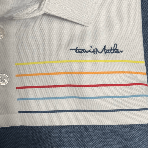 Travis Mathew Poloshirt Herren Medium weiß Regenbogen gestreift Golf Performance - Bild 5 von 8