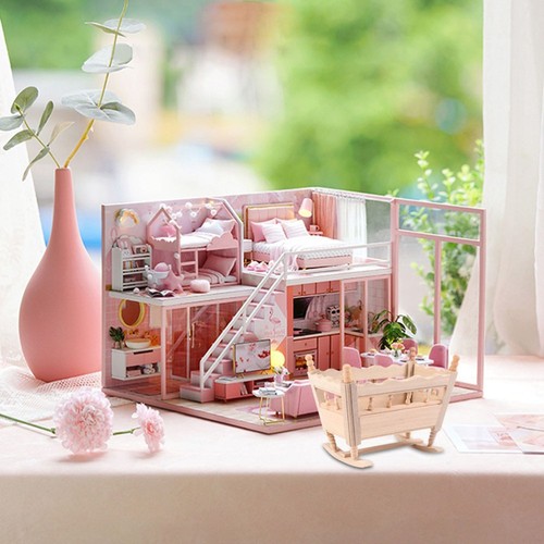 Holzbettmodell Baby Miniaturstühle Für Puppenhaus Mini-Hausversorgung - 第 11/12 張圖片