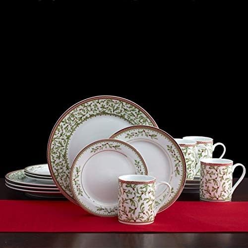 Mikasa Holiday Traditions Dinnerware Set with Mugs (16 Piece) Green, White - Imagen 4 de 4