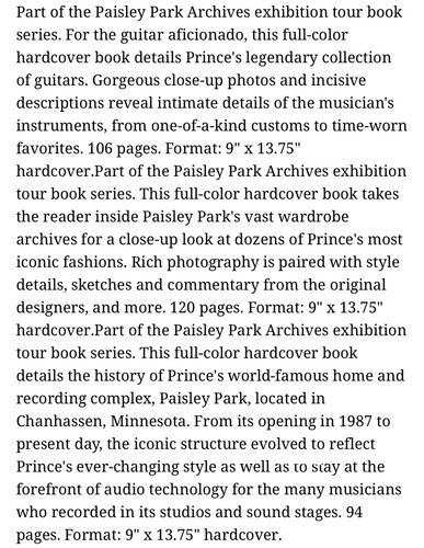 Prince Paisley Park Archives Exhibition Series Tour Books, New/Sealed, Hardcover - Imagen 12 de 14