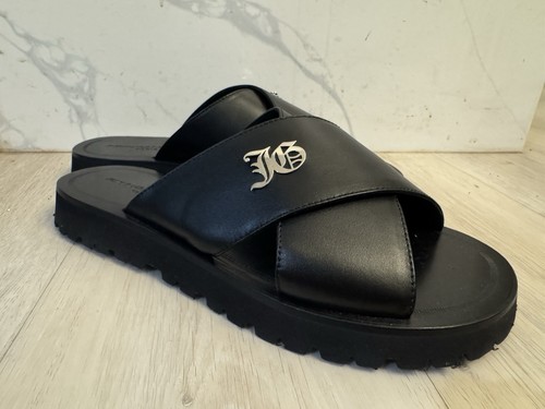 John Galliano Sandalen Logo Leder schwarz Größe 43 / US 10