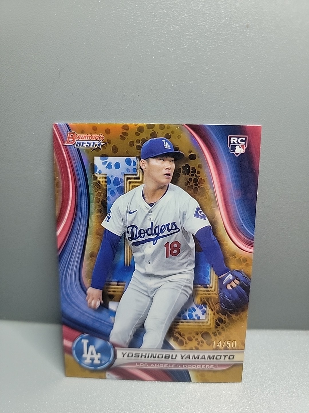 YOSHINOBU YAMAMOTO 2024 BOWMAN'S BEST GOLD LAVA REFRACTOR RC #14/50 **DODGERS