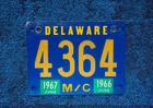 1966 1967 Delaware MOTORCYCLE License Plate