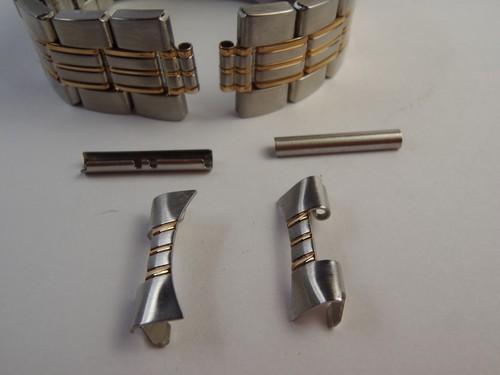 22mm Hadley Roma Two Tone Stainless Watch Band with Straight & Curved Ends - Picture 20 of 22