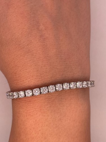 8.5CT Lab Grown Diamond Tennis Bracelet F VS Round 14K White Gold Over 7" - Picture 4 of 8