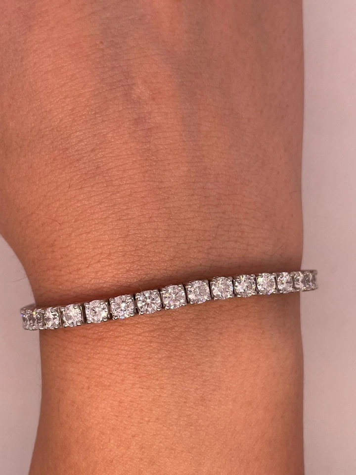 8.5CT Lab Grown Diamond Tennis Bracelet F VS Round 14K White Gold Over 7" - Image 4 of 4