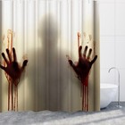 Bathroom Blinds Waterproof Halloween Bloody Shower Curtain Handprint