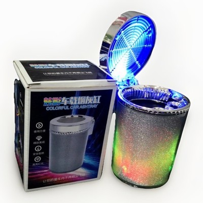 Car Ashtray w/ Glow Top Organizer Trash Can Vehicle Accessory for Home & Auto