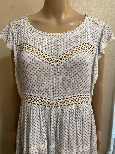 Free People NEU MIT ETIKETT $ 128 HÄKELBESATZ ELFENBEIN BLUMENDRUCK KLEID SMALL - Bild 2 von 11