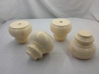 Antiqued White Turned Bun Wood Sofa Couch Chair Furniture Leg Feet 4" Tall 4Legs