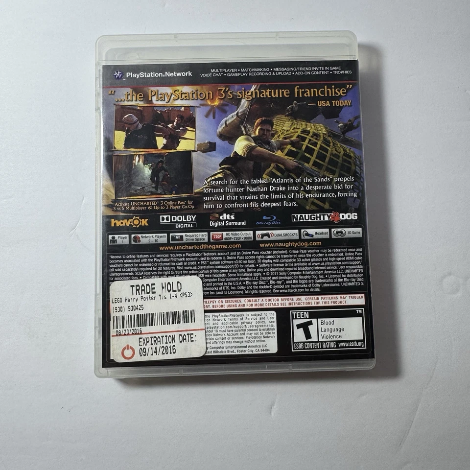 Uncharted 3: Drake's Deception (Sony PlayStation 3, 2011) CIB Complete PS3 Game  - Image 2 of 3