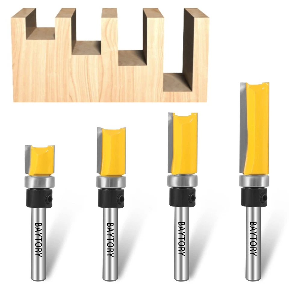 Professional Pattern Flush Trim Router Bit Set with 1/4 inch Shank, 4Pcs 1/2"... - Image 4 of 4