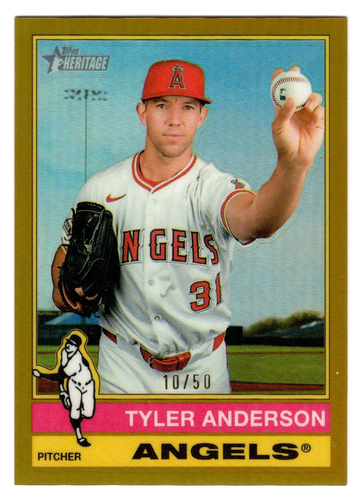 Tyler Anderson 2025 Topps Heritage #459 Chrome Gold Refractor SP 10/50 Angels