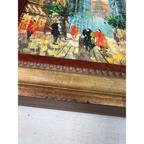 Paris Eiffel Tower Painting Framed Street Scene Impressionist Art - Picture 5 of 13