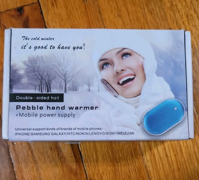 #ad #ad Pebble Hand Warmer Double Sided Hot Mobile Power Supply Blue B1 $15.99