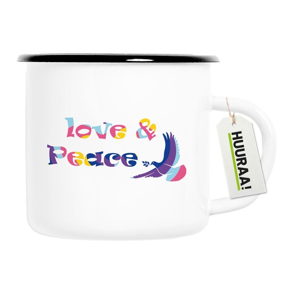 Emaille Tasse Love & Peace Geschenkidee Love & Peace Geschenk PräSent Mitbrings-image