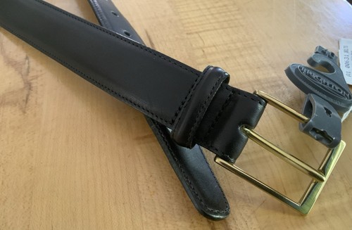 Men’s BRIGHTON ‘Anilina’ BLACK Glazed Cowhide On Glove Leather BELT Sz. 40 *NWT* - Picture 5 of 7