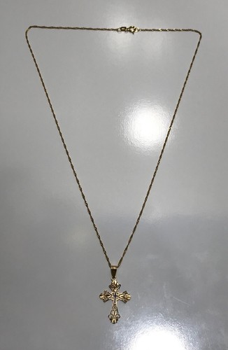 Michael Anthony 14K Yellow & White Gold Filigree Cross Pendant Rope Necklace - Picture 11 of 13