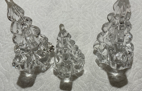 Glass Christmas Trees Clear Candle Holders Holiday Home Bar Table Accent Decor - Picture 5 of 6
