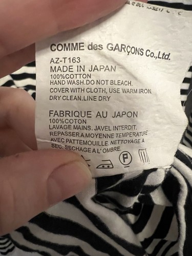 Commes Des Garcons CDG Play Red Heart Striped Longsleeve Shirt White Black Large - Picture 7 of 7