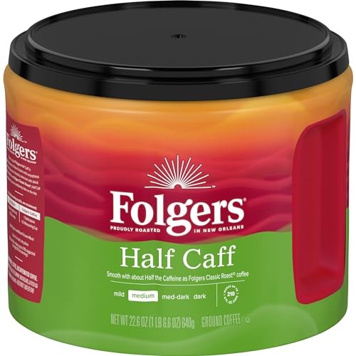 Folgers Half Caff Gemahlener Kaffee 6er Pack 226 Unzen Kanister Koffeinarm - Bild 3 von 8