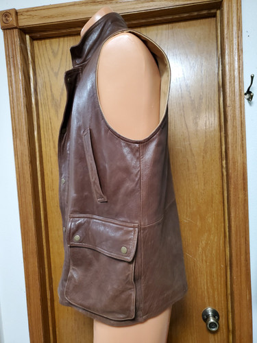 Vtg M Orvis Brown ammunition Shell Leather Vest Hunting Style Munitions Men’s - Picture 3 of 7