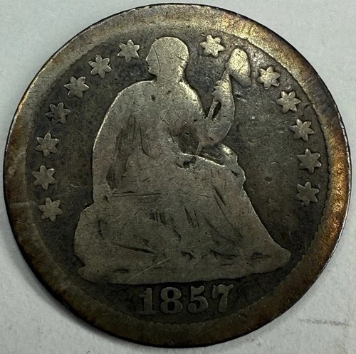 1857 O Seated Liberty Half Dime 5c Exact Coin Imaged #SL324