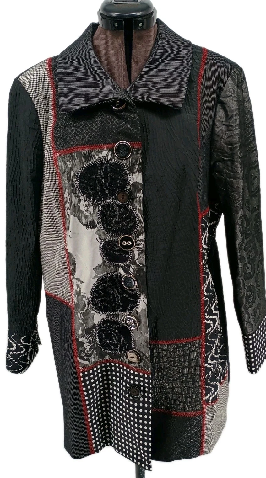 City Girl Nancy Bolen Patchwork Blazer Jacket Coat Women's Size Large
Opens in a new window or tab