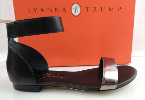 Women's Shoes Ivanka Trump Sunny Ankle Strap Flat Sandals Pewter Multi Size 8
