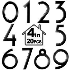 20 Pieces 4 Inch Self Adhesive Raised House Numbers 3D Numbers Stickers 0-9 B...